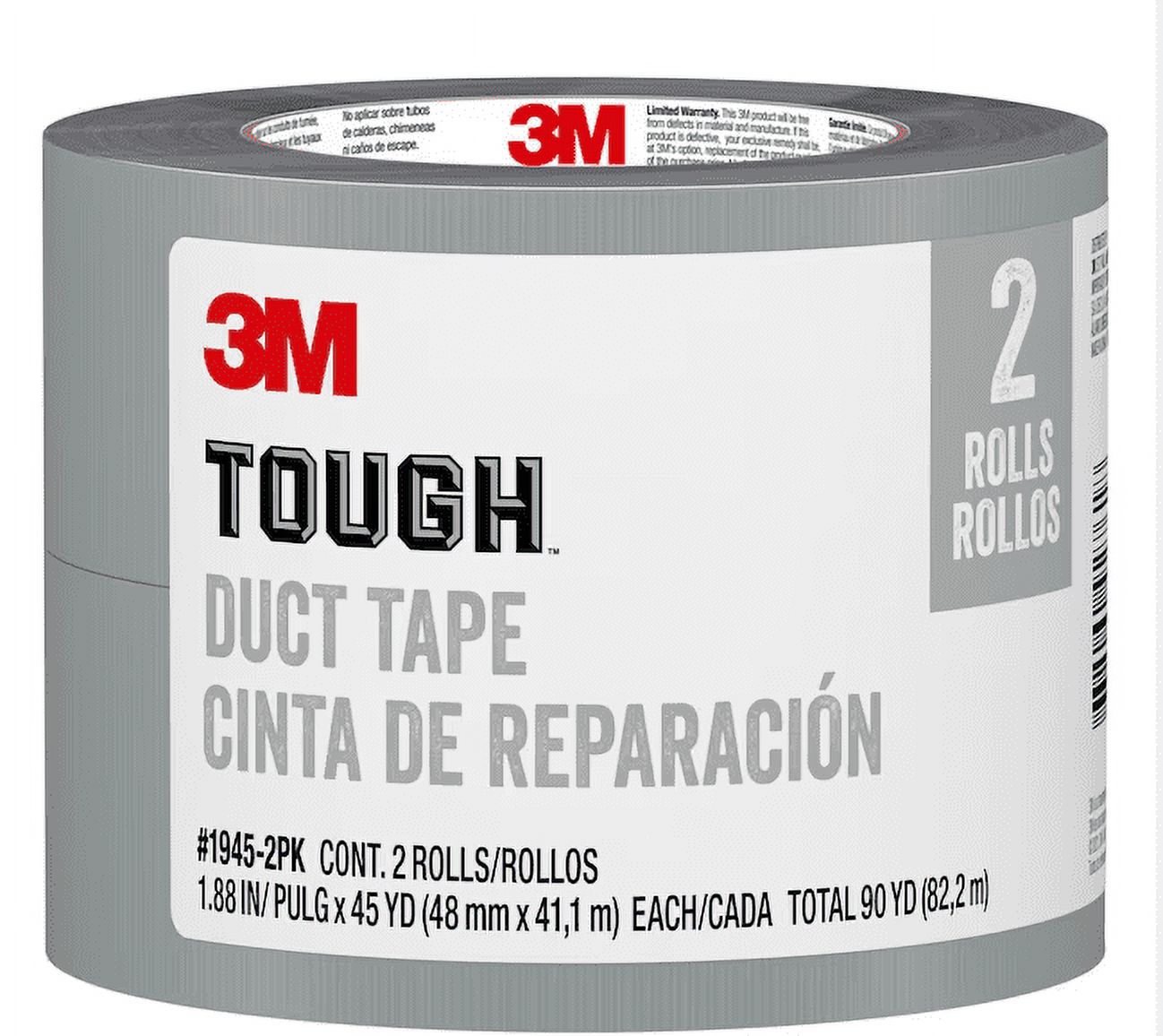 3M Tough Duct Tape Gray Rubberized 2PK 1.88-Inches x 90 Yard(s)