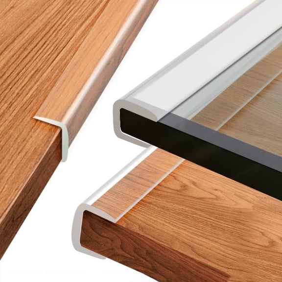 3M Transparent U Shaped Edge Protector, PVC Rubber Corner Guard Strip for Glass, Wood, Metal, Coffee Table, Doors & Windows, Anti-Collision DIY Furniture Safety Trim