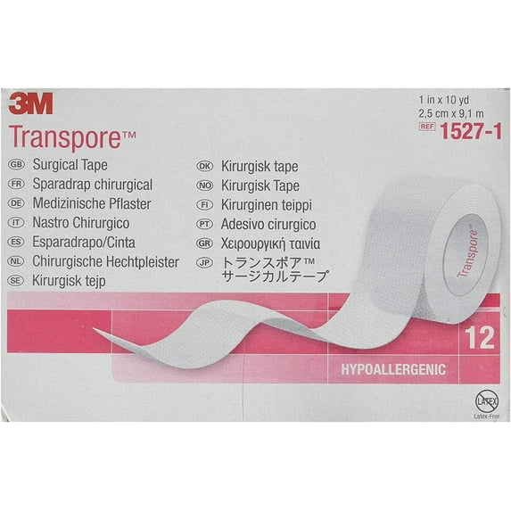 3M Transpore Skin Medical Tape 1" x 10 Yd 2 Rolls | Transparent First Aid Tape | Surgical Micropore Tape | Adhesive Surgical Tape for Wounds | Non Sterile Skin Tape | First Aid Tape Roll