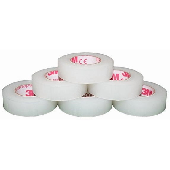3M Transpore Surgical Medical First-Aid Plastic Tape 1/2" x 10 Yards Non-Sterile (6 Rolls)