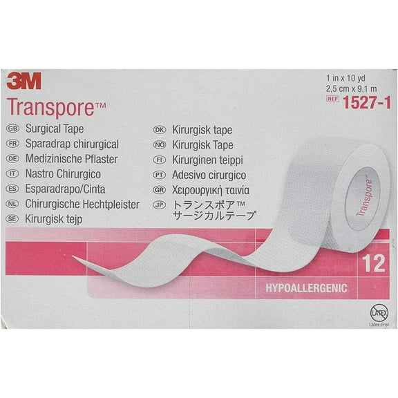 3M Transpore Surgical Tape 1" x 10 Yd 6 Rolls | Transparent First Aid Tape | Surgical Micropore Tape | Adhesive Surgical Tape for Wounds | Non Sterile Skin Tape | First Aid Tape Roll