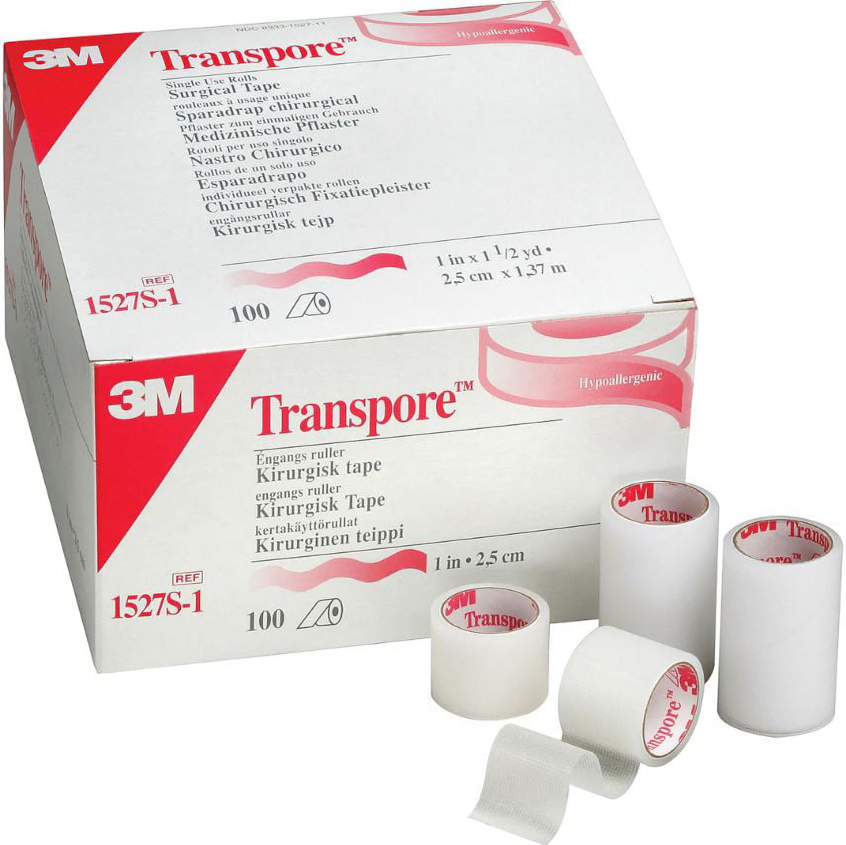 3M Transpore Medical Tape 1 x 10 Yd 1527-1, 1 Box, 12 Rolls/Box, 1 Inch X  10 Yard - Gerbes Super Markets