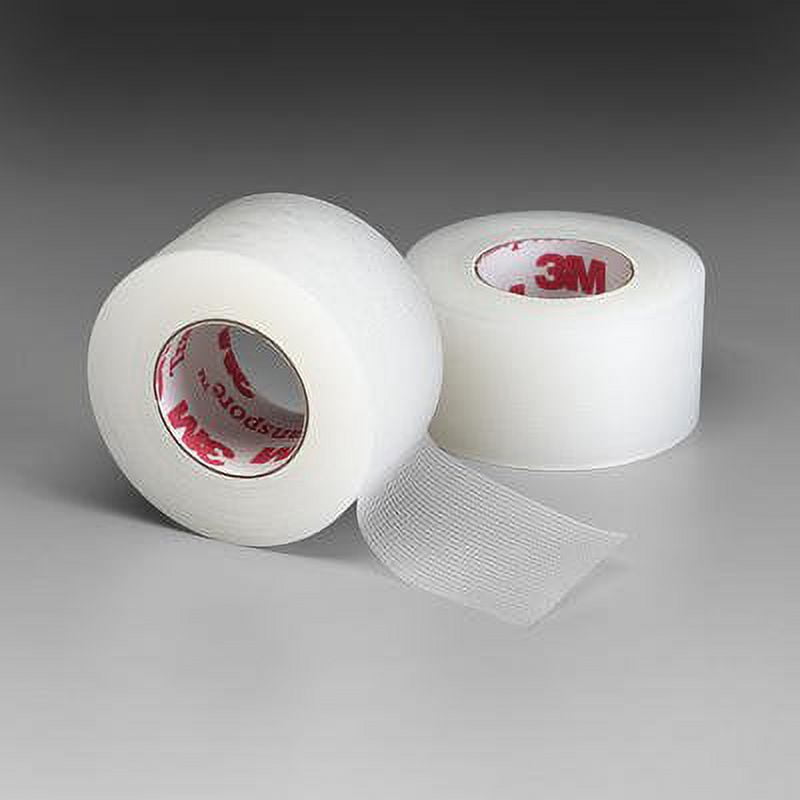 3M Transpore Surgical Tape, Non-Sterile, Transparent, 1 in x 1 1/2 yds, 100 Rolls, 5 Packs, 500 Total