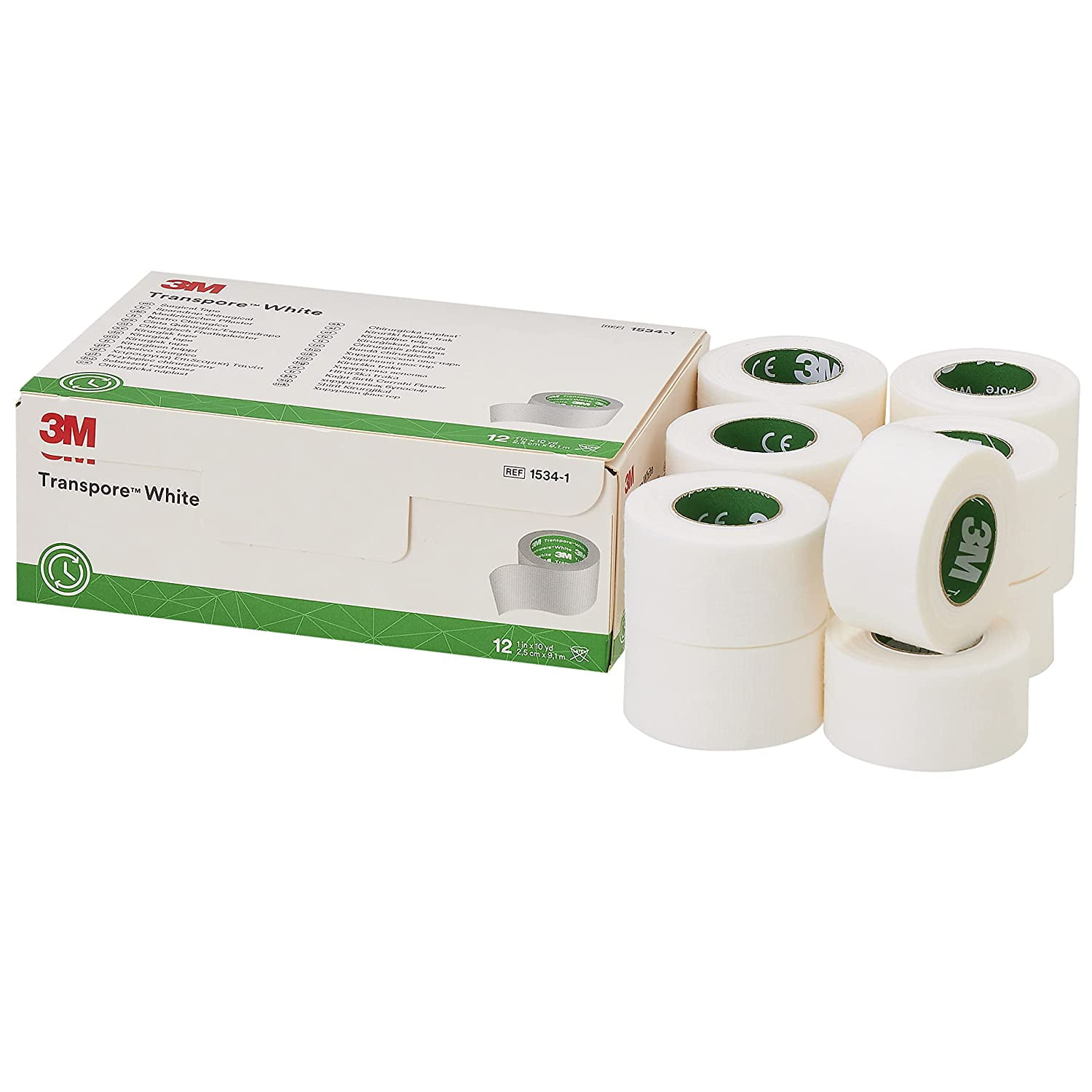 3M™ Transpore™ White Surgical Tape 15341, 1 inch x 10 yard (2,5cm x 9