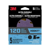 3M Ultra Durable 5 inch Power Sanding Discs, 120 Grit, Universal Hole, 5 Pack