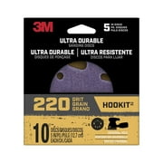 3M Ultra Durable 5 inch Power Sanding Discs, Universal Hole, 220 Grit, 10/Pack