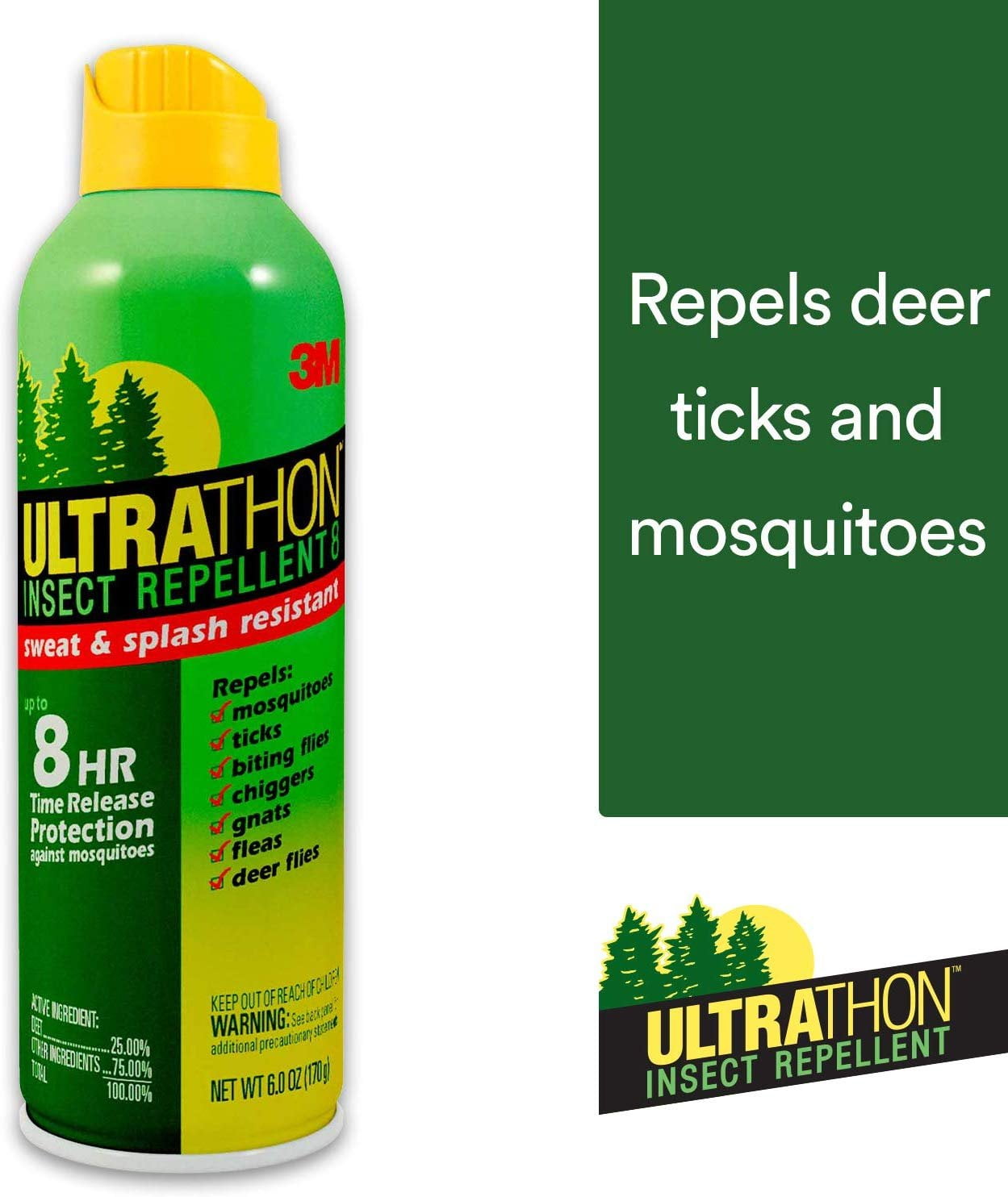 3M Ultrathon Insect Repellent Spray, 6 oz, Repels Mosquitoes, Flies