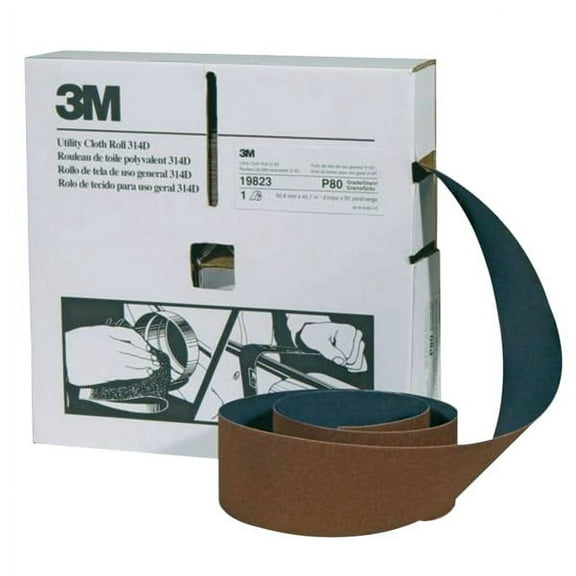 3M Utility Cloth Rolls 314D, 2 in x 50 yd, P80 Grit - 1 RL (405-051115-19823)