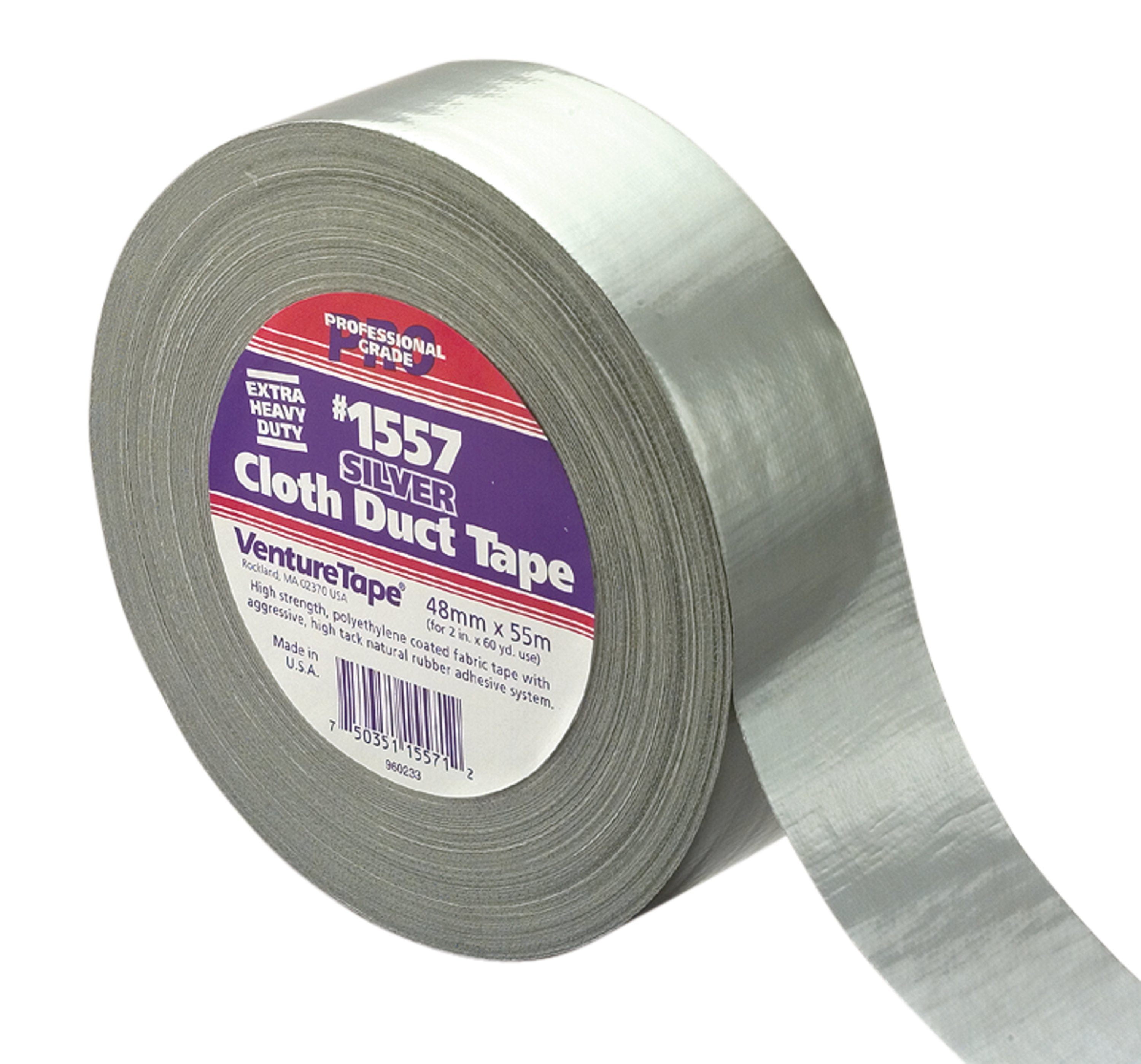 3M Venture Tape Cloth Duct Tape 1557 Silver, 48mm x 55m (1.88 in x 60.1 yd), 24 per case