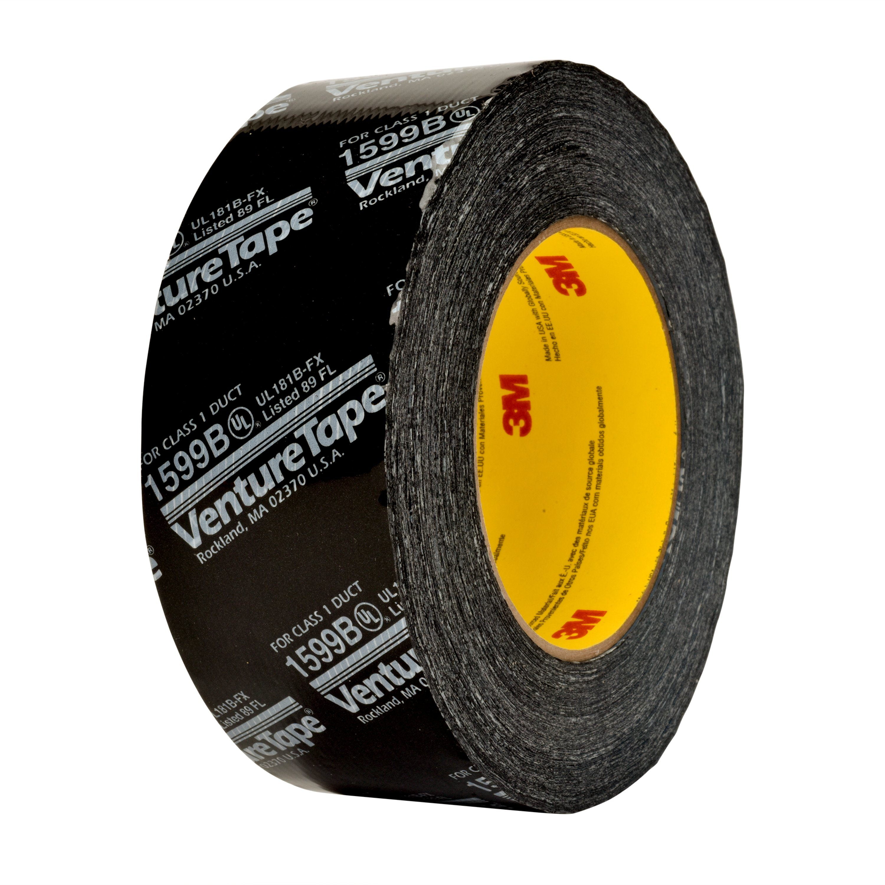 3M Venture Tape UL181B-FX Polypropylene Duct Tape 1599B, Black, 72 mm x 109.7 m, 3 mil, 16 rolls per case