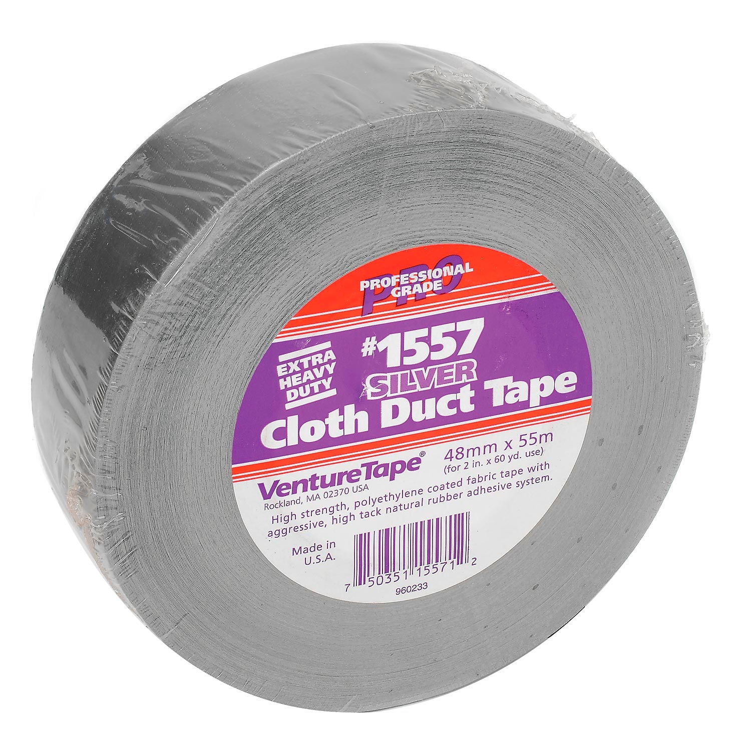 3M VentureTape Premium Cloth Duct Tape 2 IN x 60 Yards Silver 1557