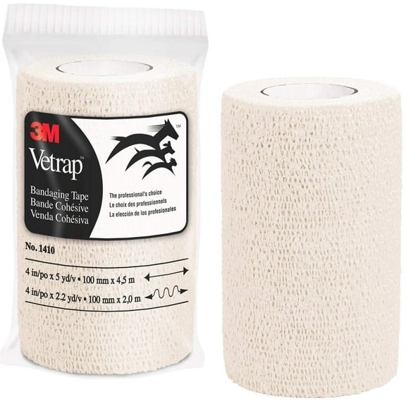3M Vetrap Bandaging Tape - Self-Adherent, Breathable - 18 Rolls, 4" x 5 Yards, White