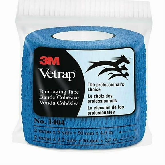 3M Vetrap Bandaging Tape 1404B-36, Blue, 2 in x 5 yd 50 mm x 4,5 m, 36 Rolls/Case1404B