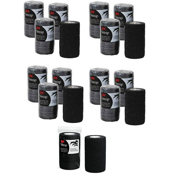 3M Vetrap Bandaging Tape Vet Wrap Bandage - Flexible - 4" x 5 yd, Black