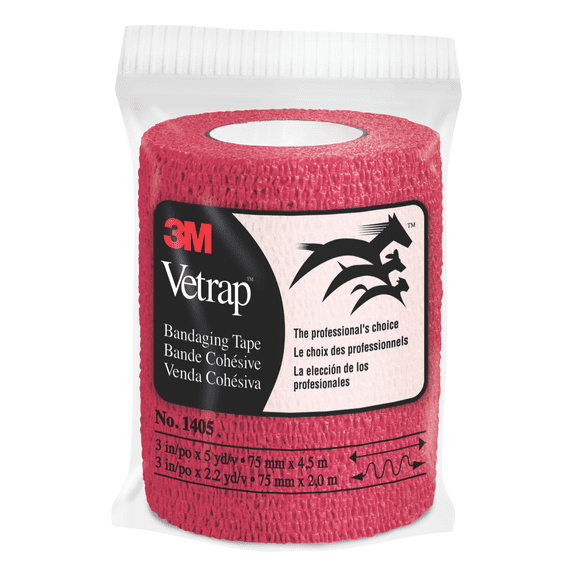 3M Vetrap Bandaging Tape: 3 in. x 15 ft. (Red)