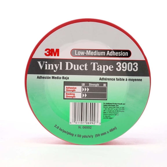 3M Vinyl Duct Tape 3903 Red, 2 in x 50 yd 6.5 mil, 24 per case Individually Wrapped