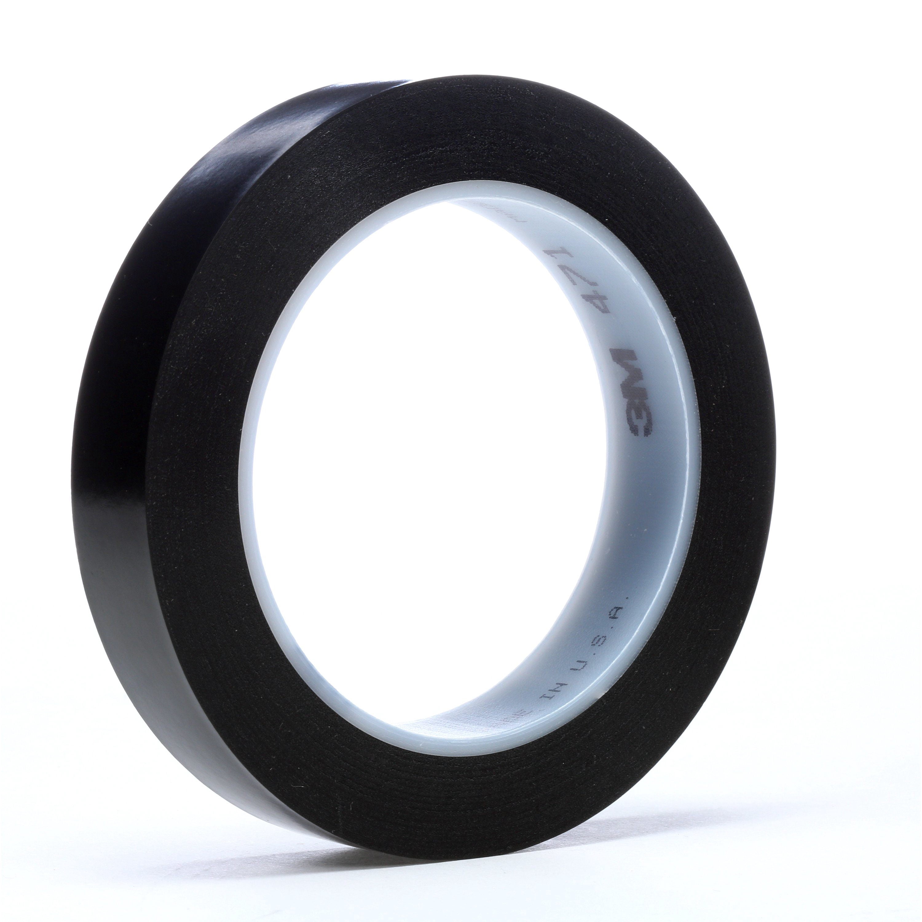 3M Vinyl Tape 471, Black, 1 in x 36 yd, 5.2 mil, 36 rolls per case