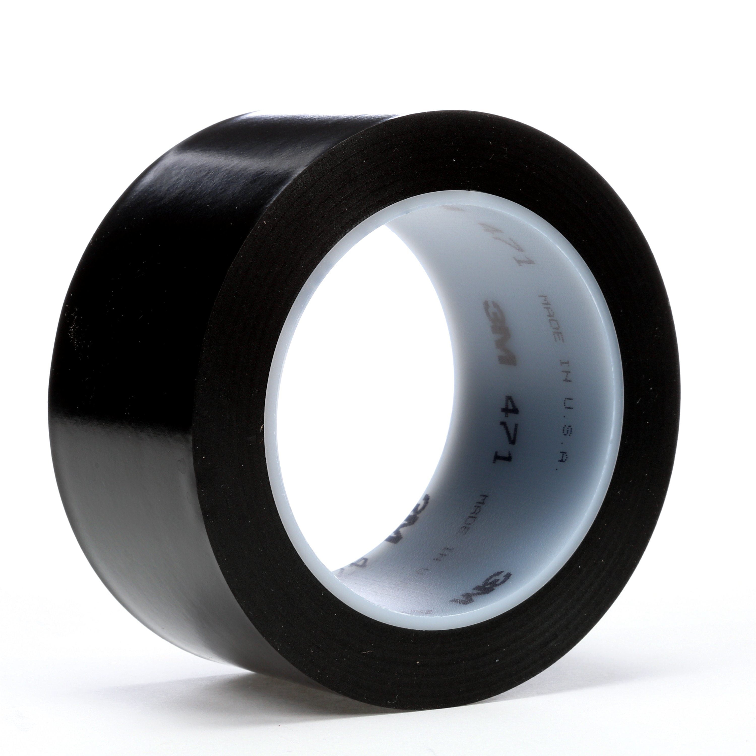 3M Vinyl Tape 471, Black, 3 in x 36 yd, 5.2 mil, 12 rolls per case