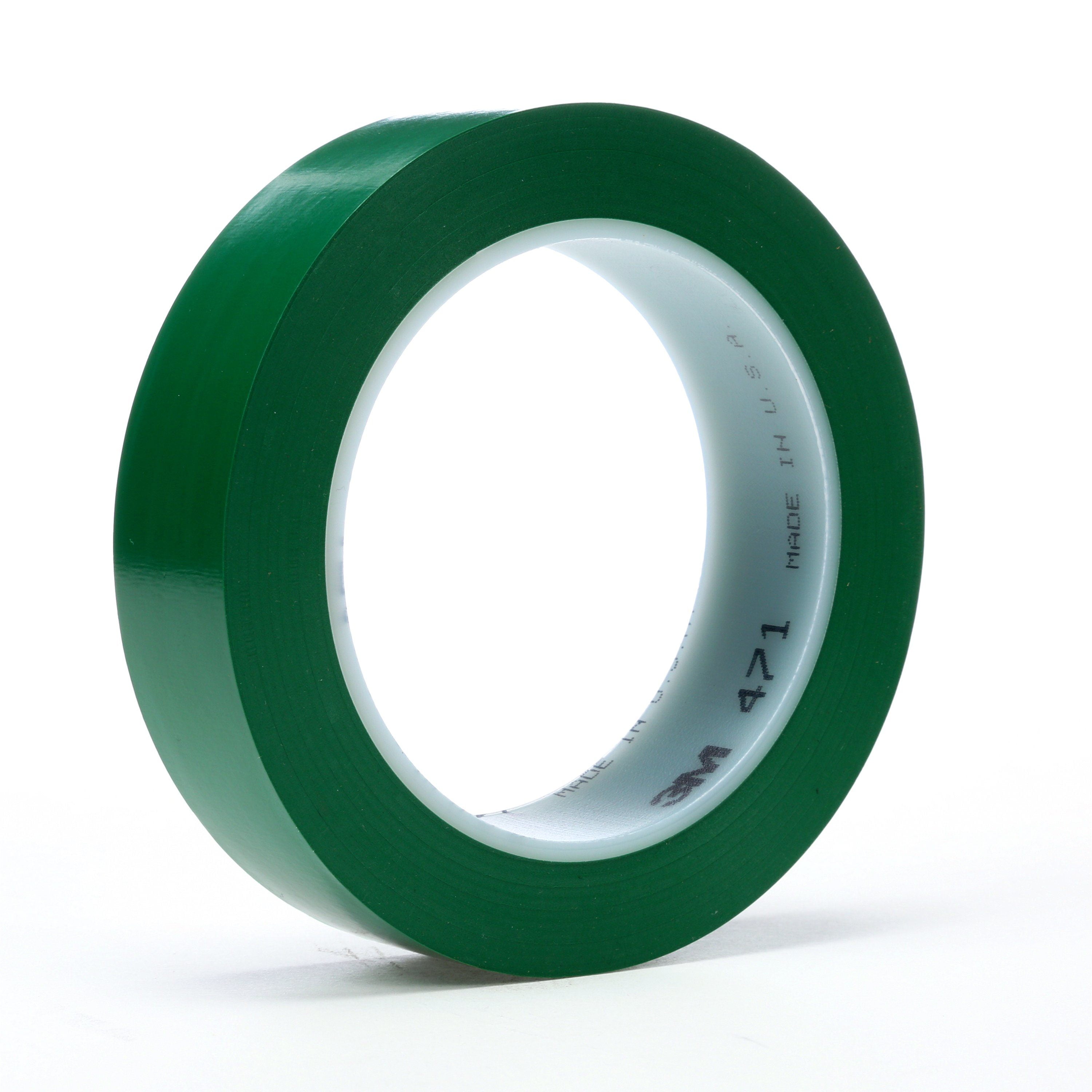3M Vinyl Tape 471, Green, 1/2 in x 36 yd, 5.2 mil, 72 rolls per case