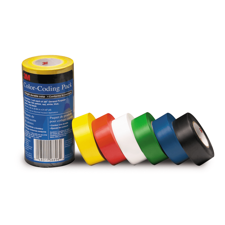 3M Vinyl Tape 764 Color-coding Pack - 21.87 yd Length x 0.94 3M Vinyl Tape 764 Color-coding Pack - 21.87 yd Length x 0.94