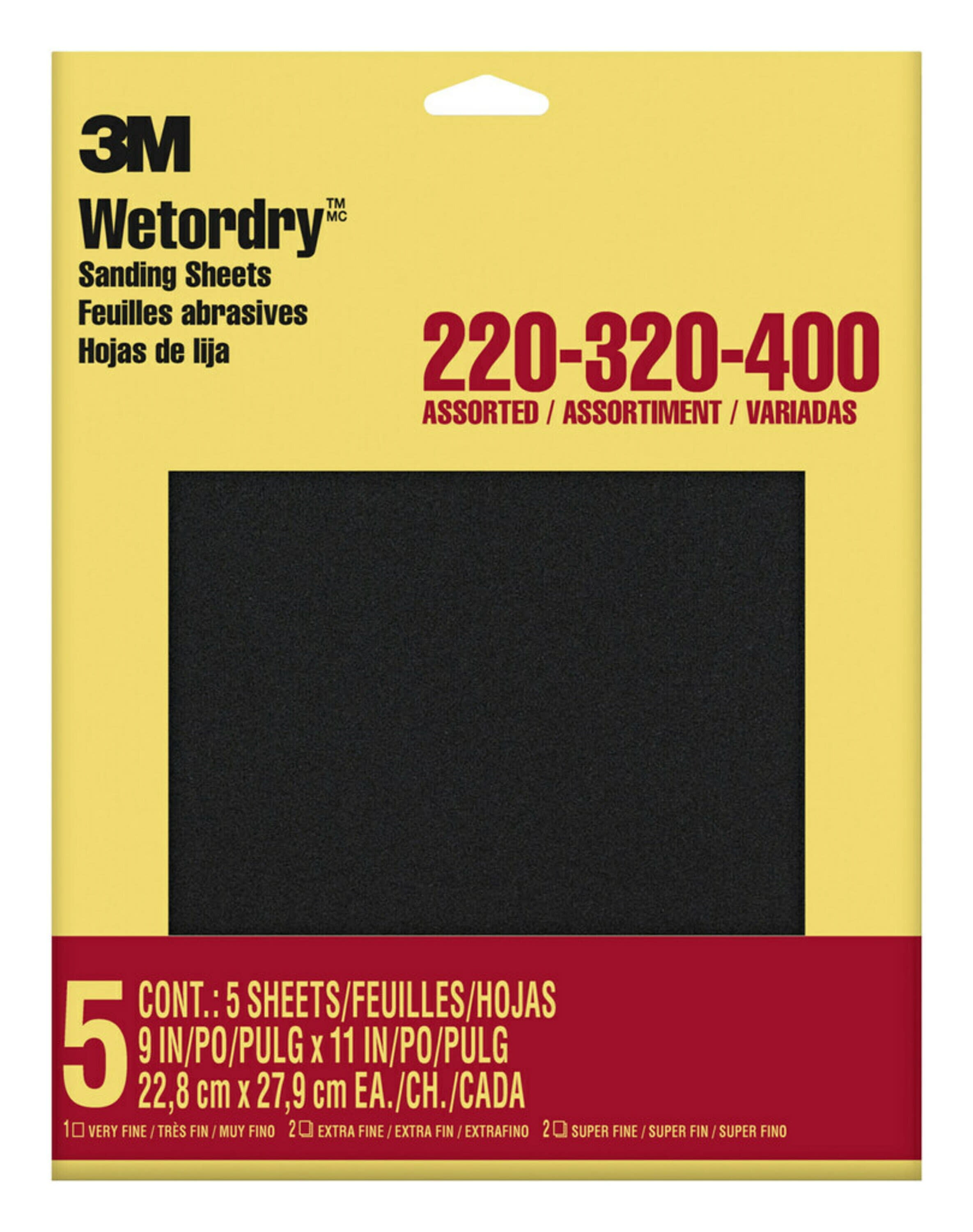 3M Wet/Dry Sandpaper, 5 Assorted Sheets, 9 x 11 