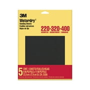 3M Wet or Dry Sandpaper, Assorted Sheets, 220, 320, 400 Grits, 9 in. x 11 in., 5 Pack