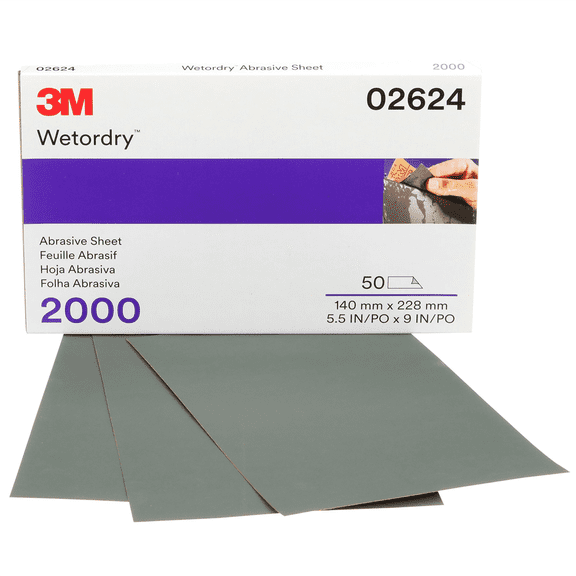 3M Wetordry Abrasive Sheet, 02624, 2000, heavy duty, 5 1/2 in x 9 in