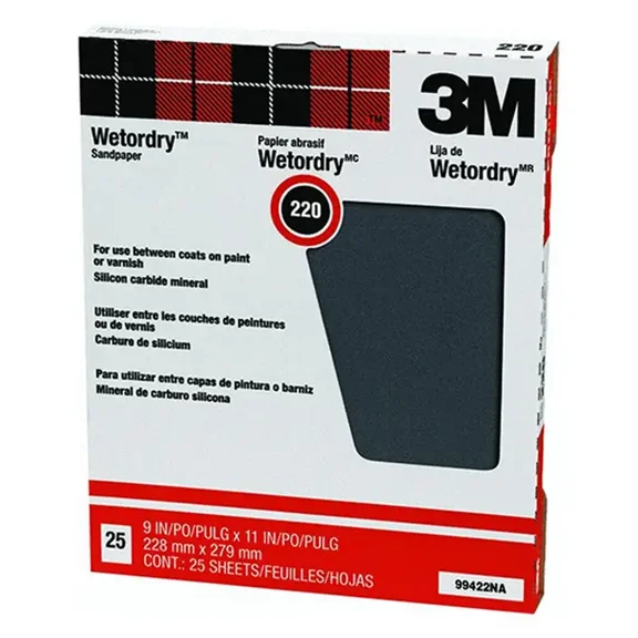 9" x 11" 3M 99422 Wetordry Sanding Sheet Pro-Pak, 220-Grit, 25-Pack