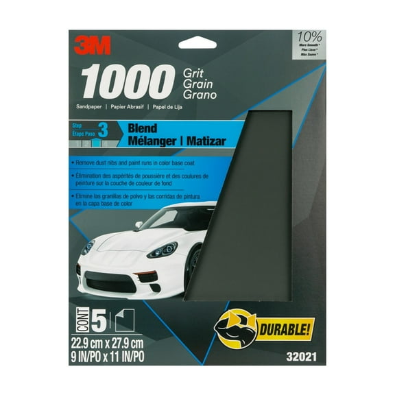 3M Wetordry Sandpaper, 1000 grit, 9 in x 11 in, 5 sheets per pack