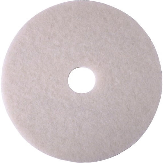 3M White Super Polish Pad 4100 - 5/Pack - Round x 14" Diameter x 1" Thickness - Floor, Buffing, Polishing - Ceramic Tile, Concrete, Linoleum, Marble, Vinyl Composition Tile (VC | Bundle of 10 Cartons
