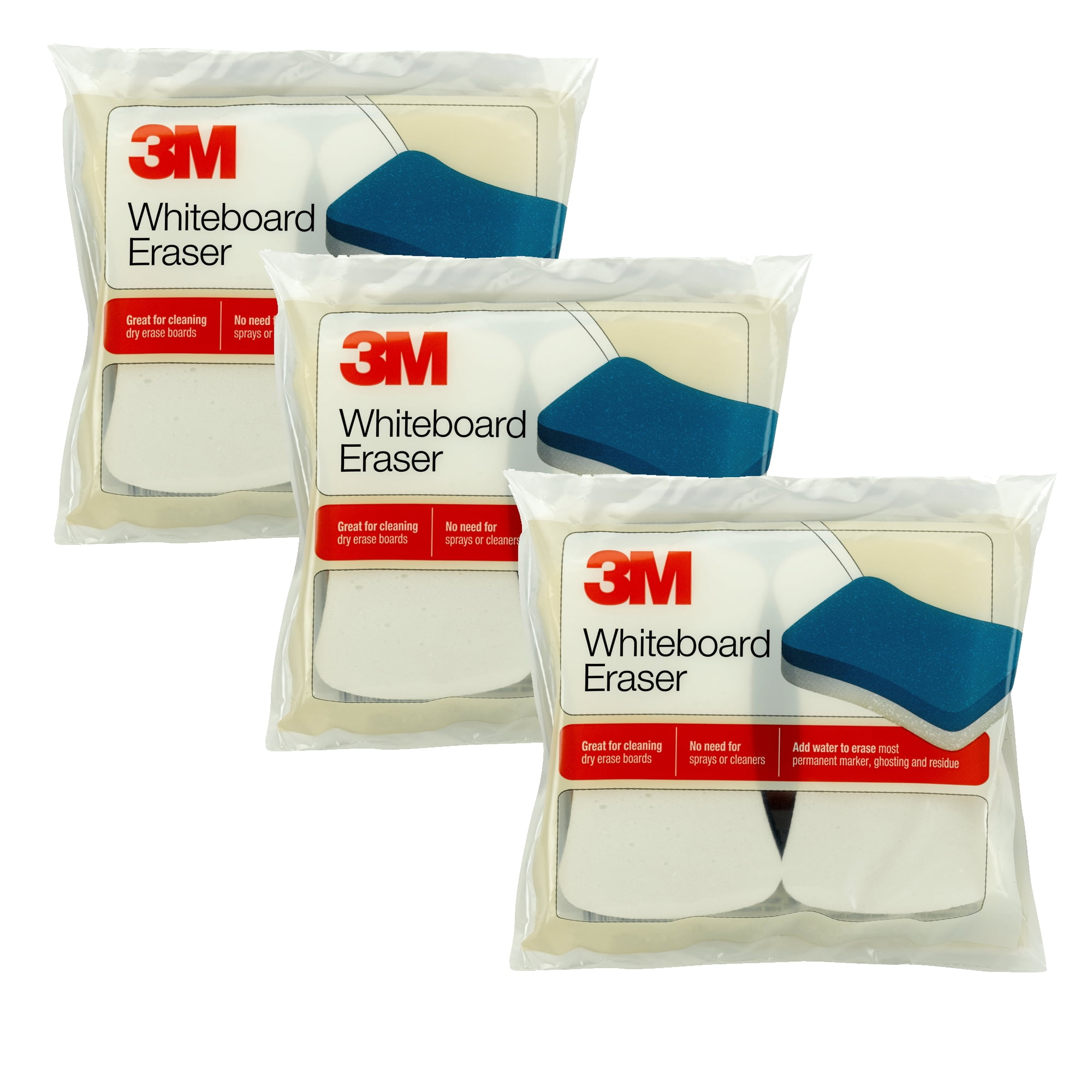 3M Whiteboard Eraser Pads, 2 Per Pack, 3 Packs