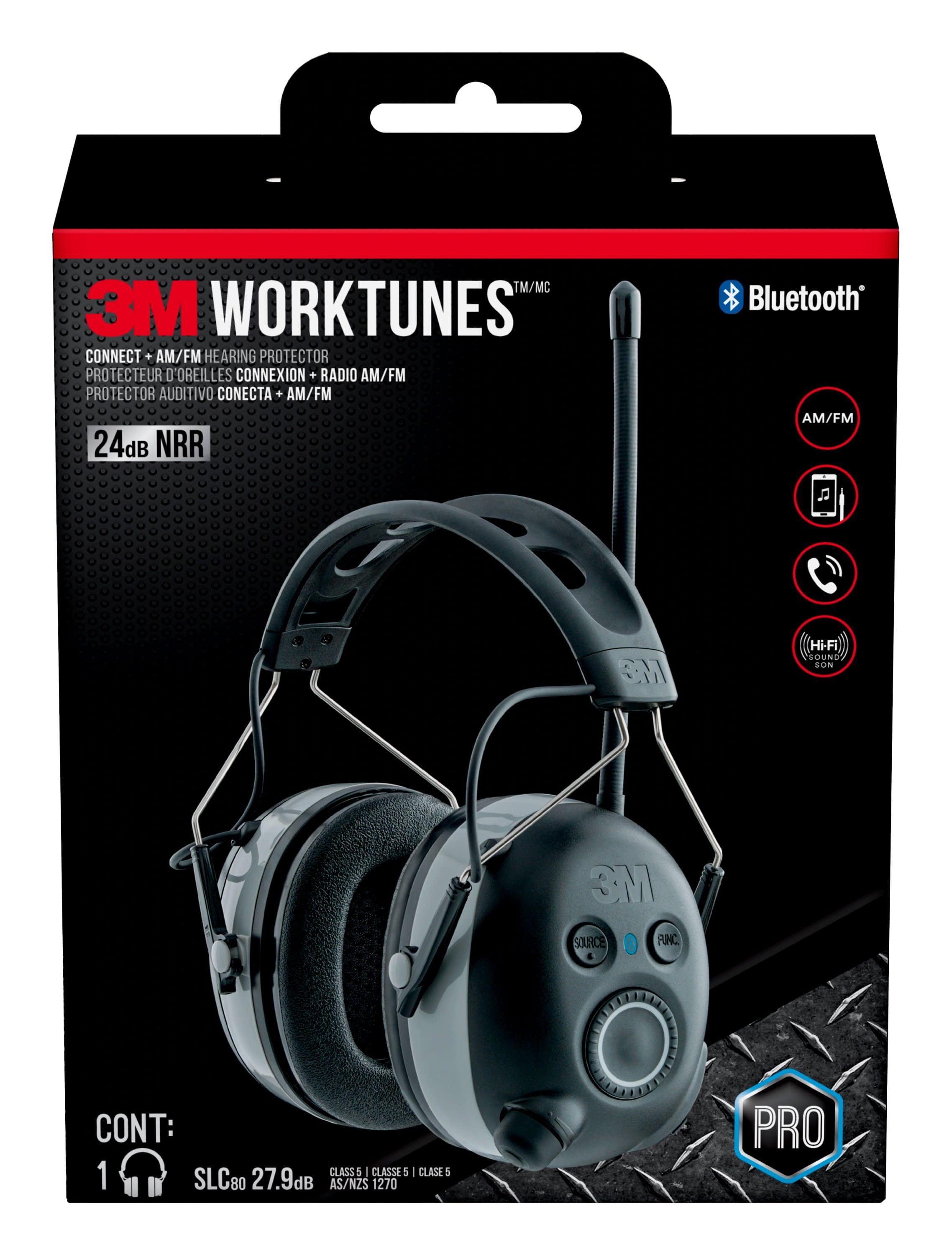 3M WorkTunes Connect, AM/FM Hearing Protector, Bluetooth Technology 