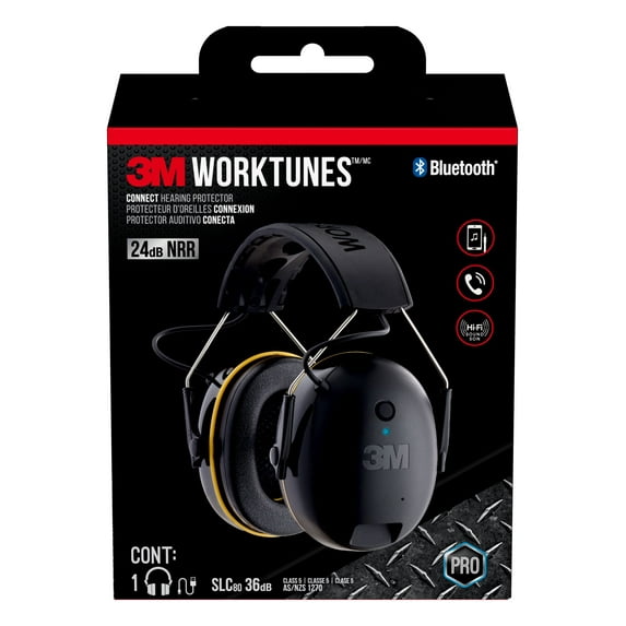 3M WorkTunes Connect Hearing Protector with Bluetooth Technology, Built-In Rechargeable Battery, Audio/Voice Assist