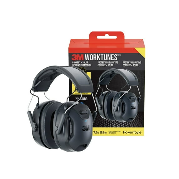 3M WorkTunes Connect, Solar Powered, Wireless Hearing Protection with Bluetooth, 1 Set