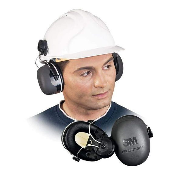 3M X5P3E Peltor Black Model X5P3E/37279AAD Cap Mount Hearing Conservation Earmuffs, English, 14.573 fl. oz, Plastic, 4.6" x 8.2" x 6.7"