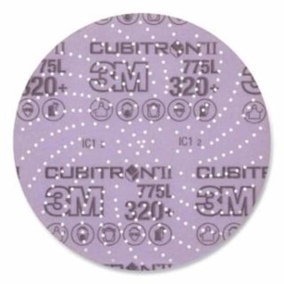 3M Xtract 405-076308-47082 6 in. dia. Cubitron II Film Disc 775L - Precision-Shaped Ceramic - Die 600LG, Purple - 320 Plus Grit
