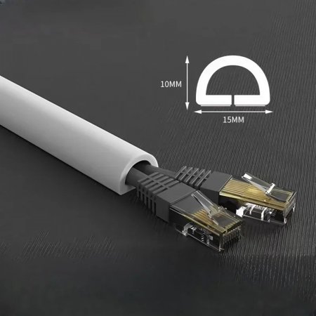 3M/roll Flexible Cord Management Channel,Invisible Decorative Wire Cover, Anti-Step Protector, Adhesive Cable Raceway with Cap