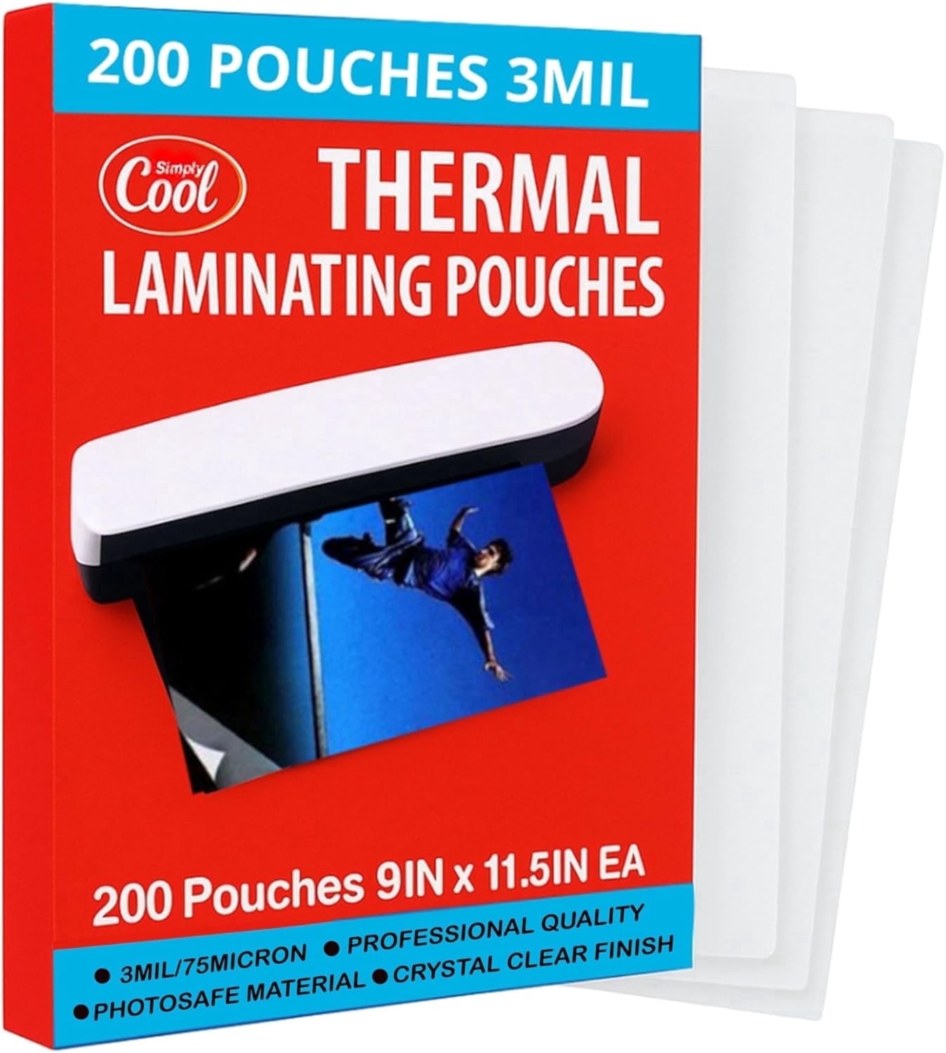3MIL Thermal Laminating Pouches (200 Count) 9x11.5 inch Dry-Erase Friendly Sheets, Compatible with Laminators Crystal Clear Laminated Finish