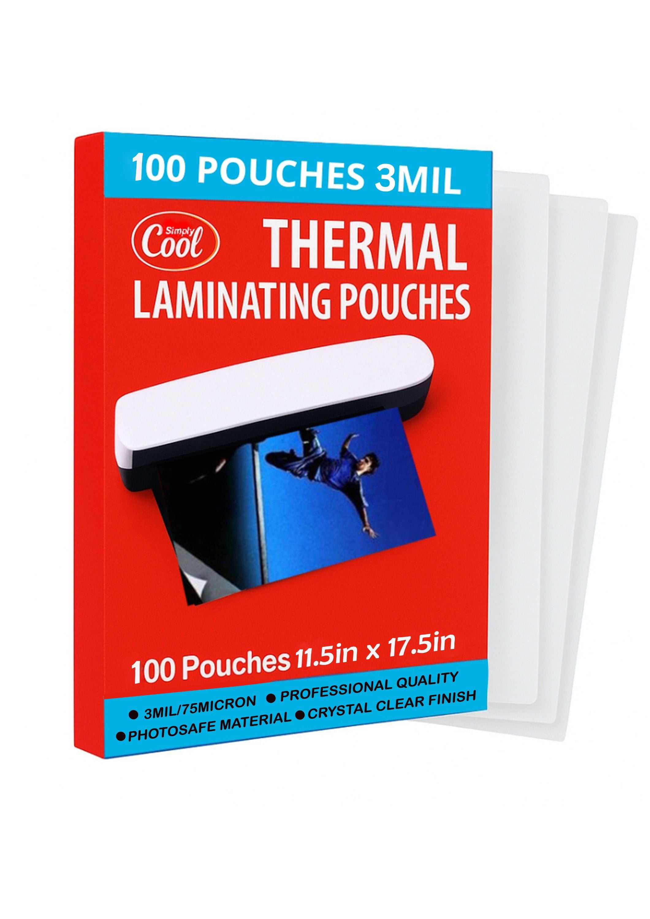Simply Cool 3MIL Thermal Laminating Sheets (100 Count) 11.5x17.5 inch, Dry-Erase Friendly Laminating Pouches, Compatible with Laminators, Crystal Clear Laminated Finish