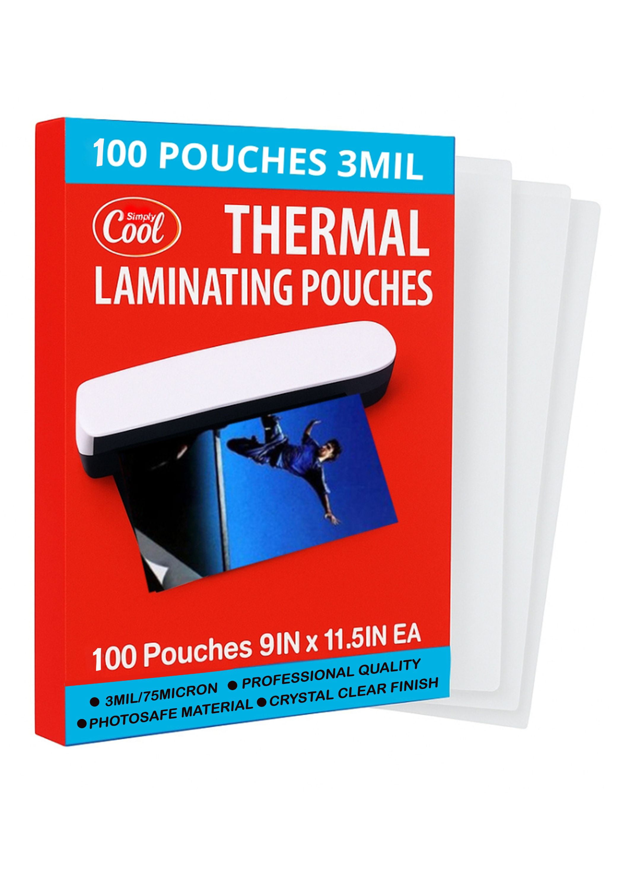 Simply Cool 3MIL Thermal Laminating Sheets (100 Count) 9x11.5 inch, Dry-Erase Friendly Laminating Pouces, Compatible with Laminators Crystal, Clear Laminated Finish