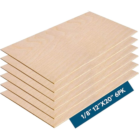 3MM 1/8" x 12" x 20" Baltic Birch Plywood - B/BB Grade (6pk) Ready for Glowforge Laser Printers - Perfect for Arts and Crafts, School Projects and DIY Projects