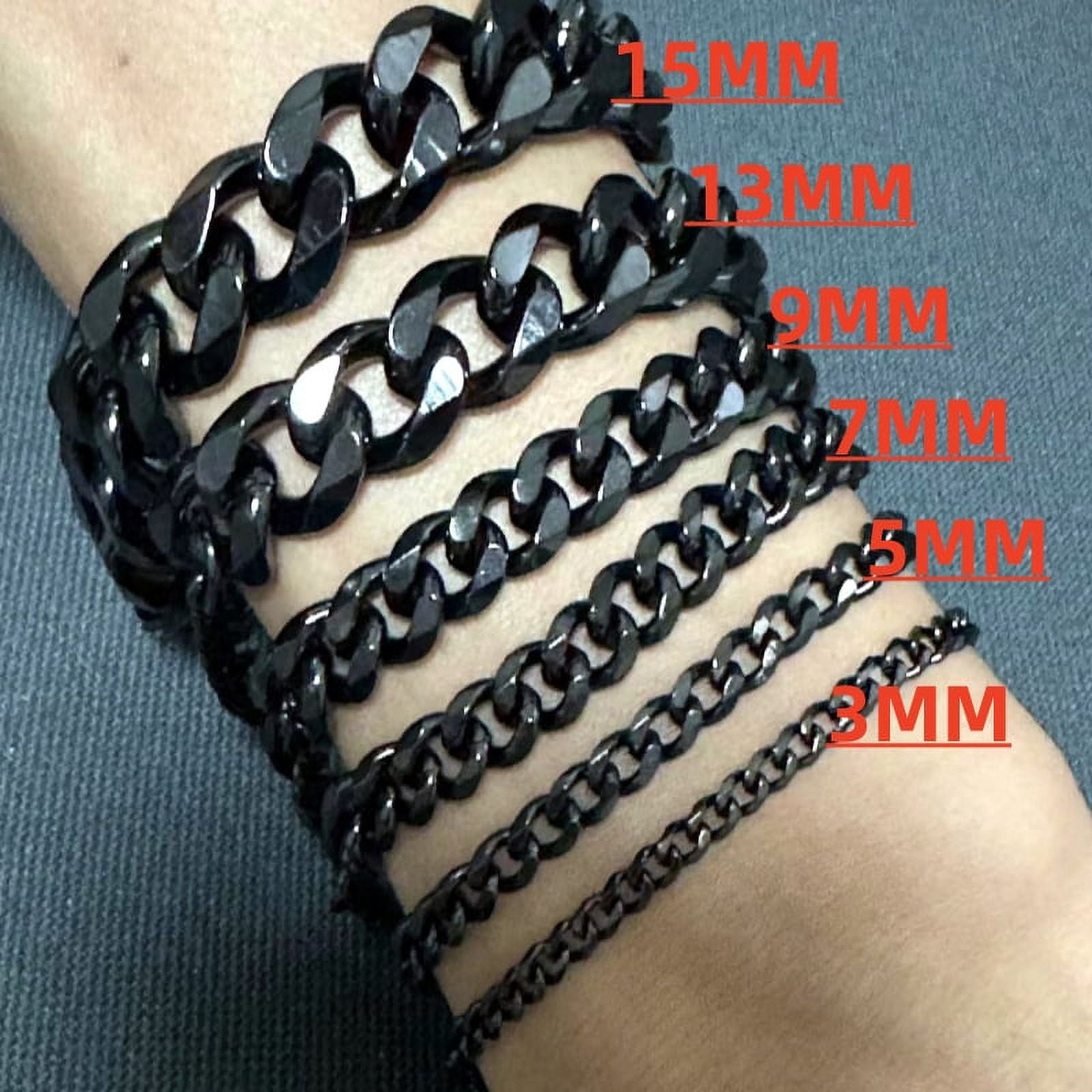 3MM-15MM Thick Stainless Steel Cuban Chain Bracelet For Men Male ...