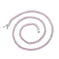 3MM 3-Prong Pink Tennis Necklace for Women 18K Gold Plated Round Cut Lab Diamond Necklace Chain CZ Necklaces for Women Party Prom Jewelry Necklaces