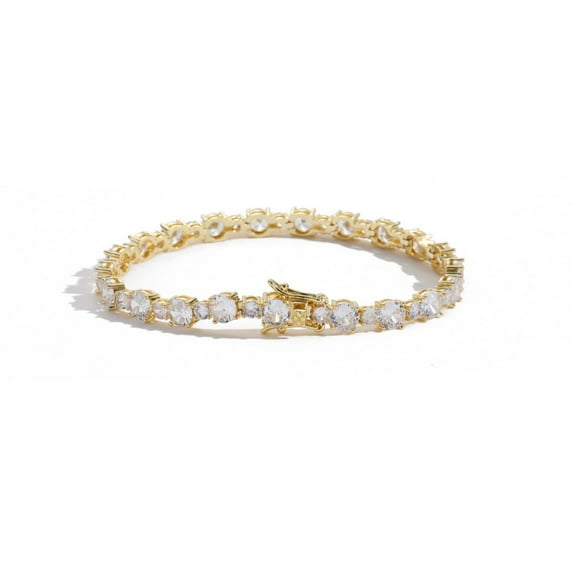 3MM and 5MM Alternating Tennis Bracelets for Women 18K Gold Plated Classic Simulated Diamond Bracelet Round Cut CZ Bracelets for Women Wedding Bridal Jewelry Bracelets