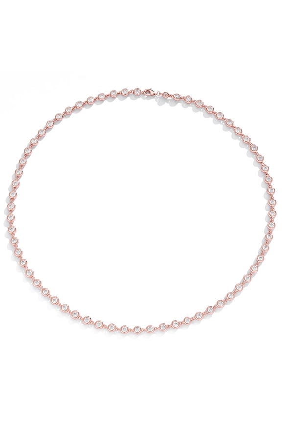 3MM Bezel Set Moissanite Tennis Necklace for Women D Color VVS1 White/Gold/Rose Gold Tennis Necklace 925 Sterling Silver Necklace Chain Jewelry 16-20 Inch