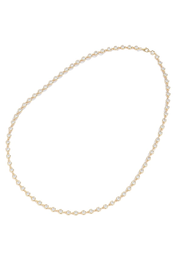 3MM Bezel Set Moissanite Tennis Necklace for Women D Color VVS1 White/Gold/Rose Gold Tennis Necklace 925 Sterling Silver Necklace Chain Jewelry 16-20 Inch