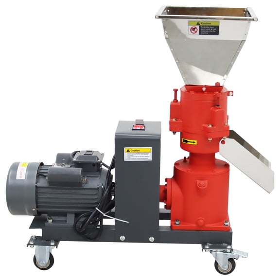 4MM Chicken Feed Pellet Mill Machine Feed Granulator Three-head Pressure Roller 220V