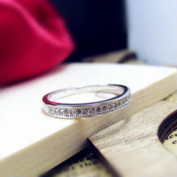 3MM Female Wedding Ring 925 Silver Single Row Micro CZ Engagement Band Size 4-9