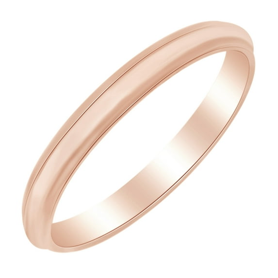 AFFY 3MM Half Round Edge Wedding Band Ring in 10k Rose Gold Ring Size - 4