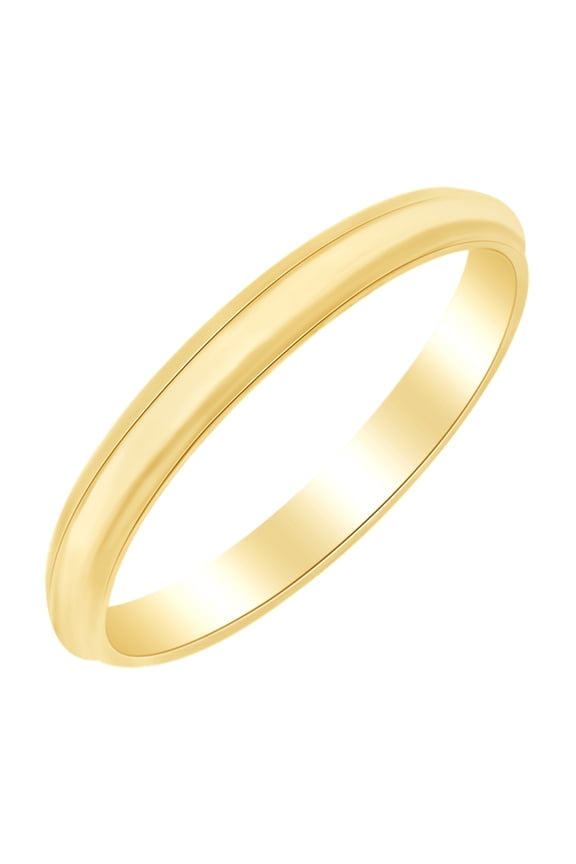 3MM Half Round Edge Wedding Band Ring in 10k Yellow Gold Ring Size - 4